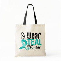 I Wear Teal Ribbon For My Sister Canvas Bags