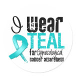 I Wear Teal Ribbon Gynecological Cancer Awareness stickers