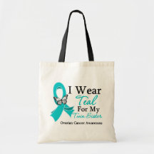 I Wear Teal Ribbon Twin Sister Ovarian Cancer Bags