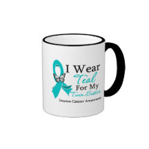 I Wear Teal Ribbon Twin Sister Ovarian Cancer Mug