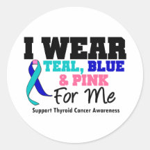 I Wear Thyroid Cancer Ribbon For Me Round Sticker