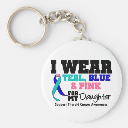 I Wear Thyroid Cancer Ribbon For My Daughter Keychains