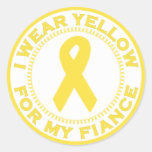 I Wear Yellow For My Fiance Round Stickers