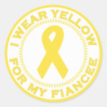 I Wear Yellow For My Fiancee Round Stickers