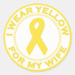 I Wear Yellow For My Wife Round Stickers