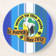 I went to the pub St. patrick's day orange yellow Coaster
