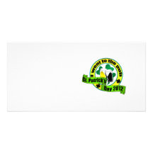 I went to the pub St. patrick's day  yellow green Custom Photo Card