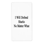 I Will Defend Sharks No Matter What Custom Shipping Labels