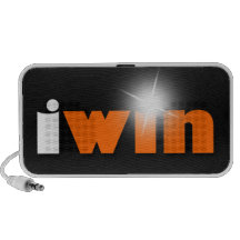 "I Win" Shining Orange Sleek Doodle Speaker