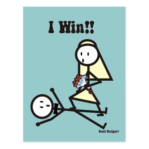 I Win Wedding Postcard
