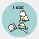 I Win Wedding Round Stickers