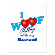I Woof Borzoi Post Cards