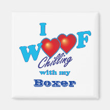 I Woof Boxer Fridge Magnet