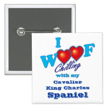 I Woof Cavalier King Charles Spaniel Pinback Buttons