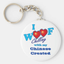 I Woof Chinese Crested Keychains