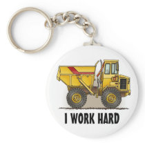 I Work Hard Big Dump Truck Key Chain