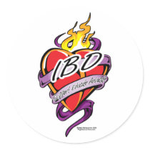 IBD Heart Round Sticker