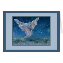 Ice Angel greeting card, blue frame