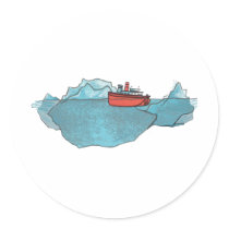 Ice Berg and Boat Round Stickers