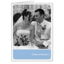 Ice blue block round corner modern photo thank you cards