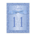 Ice Blue Glittery Snowflakes Table Number Card