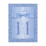 Ice Blue Glittery Snowflakes Table Number Card