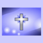 Ice Blue Silver Glowing Cross invitations