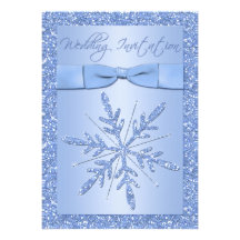 Ice Blue Snowflakes Wedding Invitation