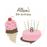 Ice Cream and Cake Favour Sticker or Envelope Seal