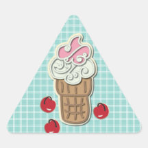 Ice Cream and Cherries Triangle Stickers