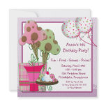Ice Cream Balloons Girls 4th Birthday Party invitations