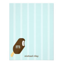 Ice Cream Bar Flat Thank You Card - Blue - Personalized Announcements