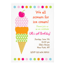 Ice Cream Birthday Party Invitations