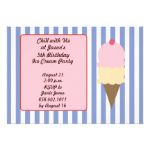 Ice Cream Birthday Party Invitations