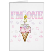 Ice Cream Cone 1st Birthday Tshirts Greeting Card