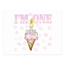 Ice Cream Cone 1st Birthday Tshirts Postcard