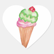 Ice Cream Cone Heart Sticker