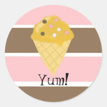 Ice Cream Cone on a Neapolitan Stripe Sticker