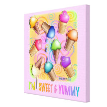 Ice Cream Cone Pop Art (sq) Gallery  Wrapped Canva Canvas Print