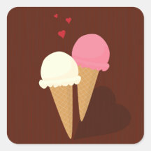 Ice cream cones in love sticker set