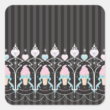 Ice Cream Dream - Strawberry Square Stickers