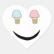 Ice Cream Happy Face Heart Sticker