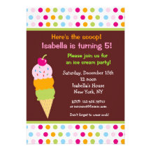 Ice Cream Party Birthday Invitations icecream