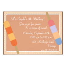 Ice cream party-  Brown Birthday invitations