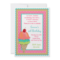 Ice Cream Treats Birthday Invitations