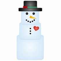 Ice Cube Snowman With Heart Tree Ornament Photo Cut Outs