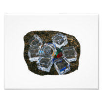 Ice Cubes & Light Bulbs on Beach Photograph