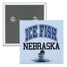 Ice Fish Nebraska Pinback Button