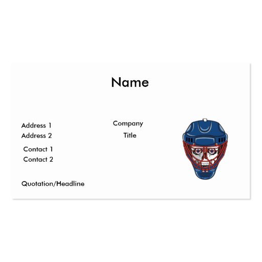 ice hockey goalie mask skull design business card template