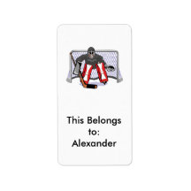 ice hockey goalie realistic vector illustration personalized address label